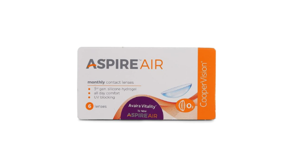 CooperVision ASPIRE AIR UV Blocking Monthly Disposable Spherical Silicone Hydrogel Lenses (6 Lenses/Box) (-5.00)
